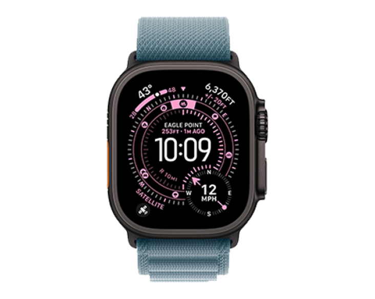 Apple Watch Ultra 3 GPS + Cellular 49mm Black Titanium Case with Light Blue Alpine Loop - Medium (MG9L4) MG9L4 фото